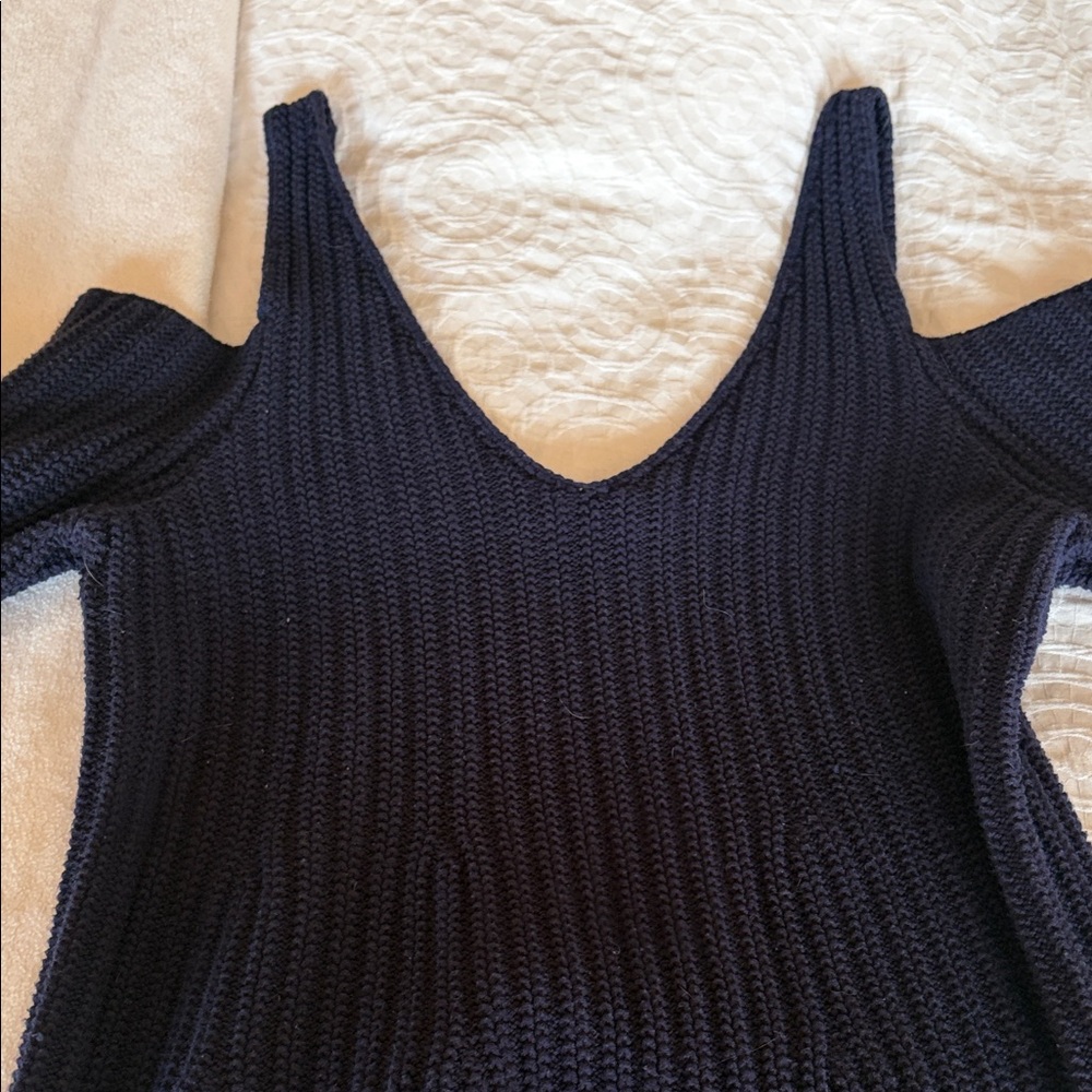 Free People Black Ribbed Knit V-Neck Tank